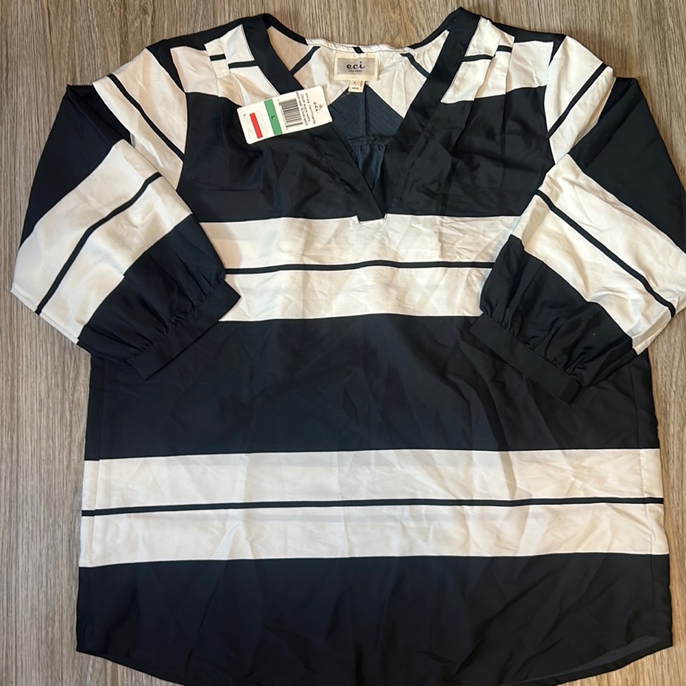 NWT ECI Striped Blouse - Size L